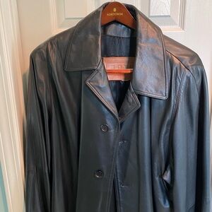 BOYDS Philadelphia Leather Trench Coat Men's 42 Black Vintage